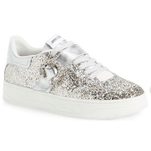 NIB $725 Jimmy Choo Osaka Glitter Low Top Sneaker (Women) in size 10 US / 40 EU!